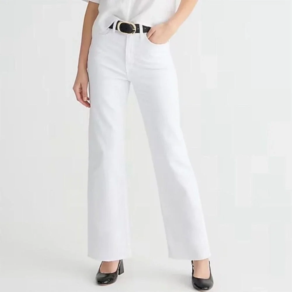 NWT‎ J. Crew Women's Size 27 White Wide-Leg High-Rise Jeans Summer Denim